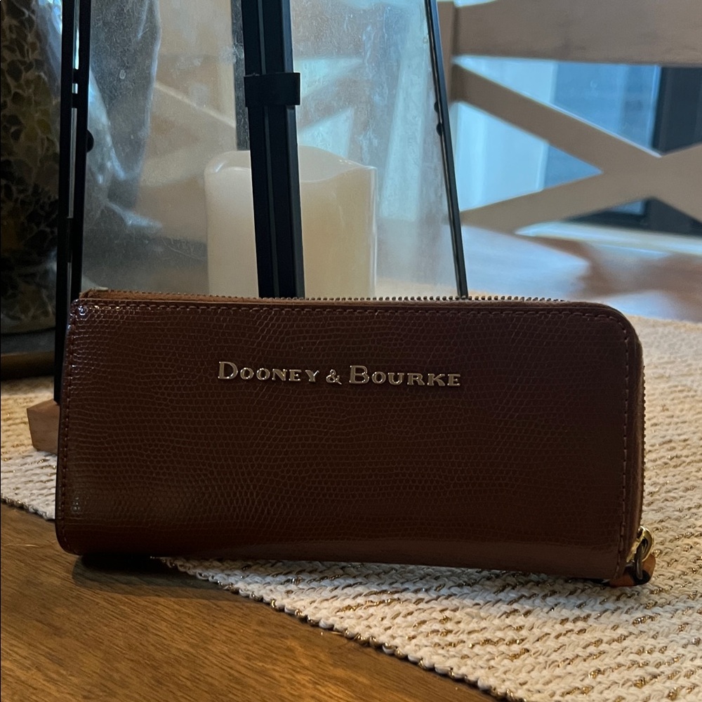 Dooney & Bourke Chestnut Leather Zip Wallet
